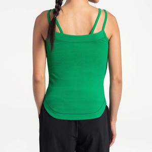 Débardeurs en tricot vert pour femmes, col haut, couleur unie, respirants, vêtements décontractés - Product Image 6
