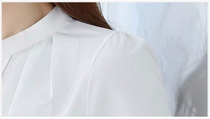 Camisa de Satén con Cuello en V para Mujer, Uniforme Formal de Oficina, Estilo OL - Product Image 6