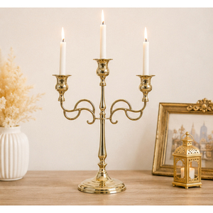 Candélabre en métal doré à 3 bras, porte-bougie décoratif pour centre de table de mariage, vente en gros, au meilleur prix - Product Image 4