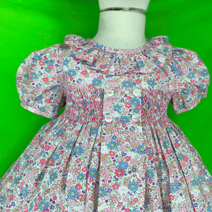 ชุดเดรสสม็อคผ้าฝ้ายนุ่ม พิมพ์ลายดอกไม้ โลโก้สั่งทำได้ ชุดเดรสเด็กผู้หญิงสไตล์เจ้าหญิง ไซส์ตั้งแต่ 3 เดือน ถึง 10 ปี เสื้อผ้าเด็กเวียดนาม - Product Image 4