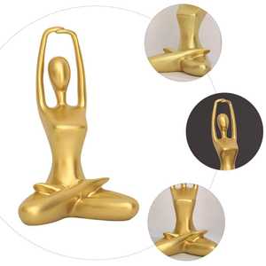 Figurine en résine décorative de pose de yoga, sculpture moderne de méditation pour la maison, le bureau ou le studio - Product Image 2
