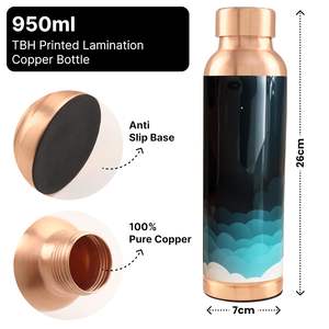 Bouteille d'eau en cuivre de 950 ml, couleur cuivre métallisé brillant, design Meena imprimé élégant, idéale pour l'hydratation quotidienne, maison et bureau. - Product Image 3