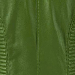 Chaqueta de Motociclista de Cuero Verde para Hombre, Corte Ajustado, Cierre de Cremallera, Cuello Camisero, Manga Regular, Resistente al Viento, Estilo Otoñal - Product Image 4