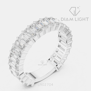 Bague de fiançailles en or blanc 14 carats avec diamant de laboratoire taille baguette 2,38 carats, pierres latérales, bague de mariée, certifiée IGI, bijoux fins - Product Image 2