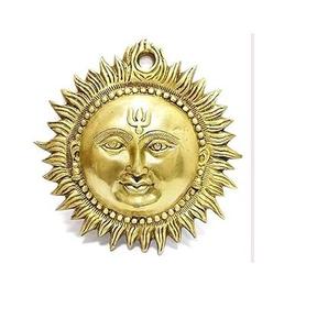 Escultura de Latón del Rostro del Dios Sol Surya, Ídolo Murti para Decoración del Hogar u Oficina - Product Image 1