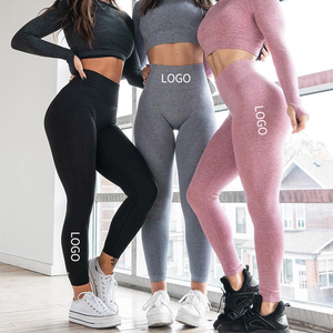 Ensemble de 3 shorts de sport respirants et écologiques GAF pour femmes grandes tailles, avec logo à carreaux sur le devant, sans coutures, côtelés, pour la gym, le fitness et le yoga, à compression - Product Image 6