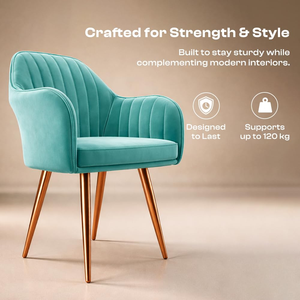 Fauteuil d'appoint haut de gamme en velours avec coussin en peluche, structure en bois et pieds en métal pour salon, chambre, salle à manger, café et restaurant - Product Image 3