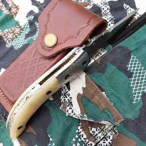 Couteau de chasse en acier Damas 2026, fait main, avec étui en cuir fin, style Viking, pour cuisine et extérieur - Vente en gros - Product Image 5