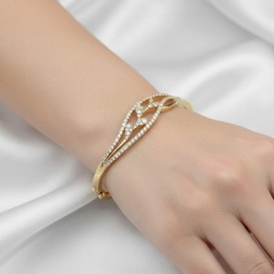 925 Sterling <b>Silver</b> White Moissanite Diamonds Style <b>Bangle</b> - Product Image 2