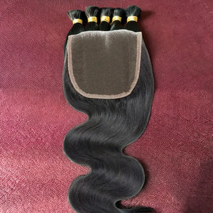 Extensiones de cabello humano con cierre de encaje HD de color negro de aspecto natural 5*5 pulgadas, extensiones de cabello Remy ondulado de cobertura completa, pelucas humanas - Product Image 1