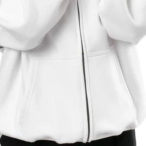 <b>Women</b> <b>White</b> <b>Zip</b> <b>Up</b> Unisex <b>Hoodie</b>, Casual Full Zipper Sweatshirt, Comfortable Oversized Hooded Jacket for Streetwear and Daily - Product Image 5
