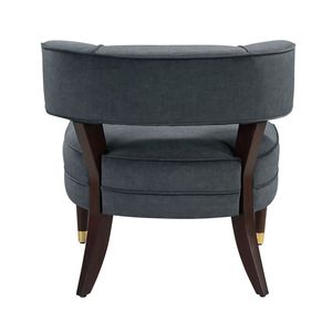 Poltrona in Legno Massello con Stile Elegante, Rivestimento in Velluto Grigio Scuro e Schienale a Botte, Arredamento di Lusso per Soggiorno - 1 Pezzo - Product Image 5