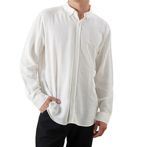 Camisa formal ajustada para hombre 50 rayón viscosa 50 tela de algodón dobby transpirable acabado texturizado botón abajo cuello patrón liso - Product Image 4