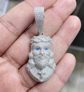 Pendentif Tête de Jésus Bling Iced Out en Moissanite VVS, Argent Sterling 925, Bijoux Hip Hop de Luxe pour Hommes, Testé et Approuvé - Product Image 1