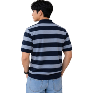 Polo décontracté respirant pour homme, manches courtes, rayé, haute qualité, nouveau design, best-seller, style streetwear - Product Image 2