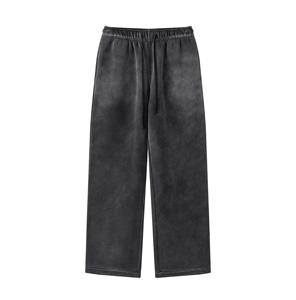 Pantalon de survêtement streetwear de luxe personnalisé pour homme, coupe droite, en molleton, taille élastique, effet délavé, respirant, coupe ample - Product Image 4