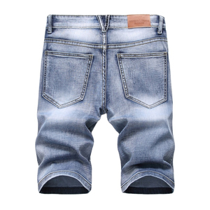Pantalones Cortos de Mezclilla para Hombre, Estilo Urbano, Cargo, Elásticos, Desgastados, Vintage, Hasta la Rodilla, para Verano - Product Image 3