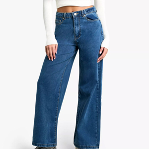 High Waist Womens Wide Leg <b>Denim</b> Jeans Blue Loose Straight Pants Streetwear Vintage <b>Stretch</b> Trousers For Daily Use - Product Image 3