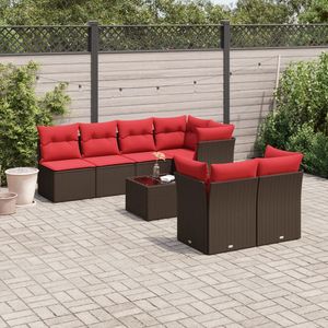 Set di Divani da Esterno in Polyrattan Marrone Moderno con Cuscini, Arredamento per 8 Persone - Product Image 3