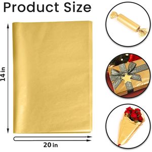 120 Fogli di Carta Velina Metallizzata Oro 35,5 x 50,8 cm per Sacchetti Regalo, Natale, Matrimoni, Feste, Qualità Premium per Decorazioni Regalo - Product Image 1