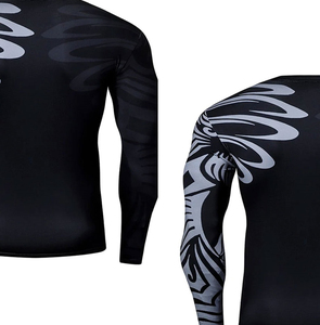 <b>Men's</b> Full Sleeve Rash Guard Black Gray Tribal Eagle Print Quick Dry Breathable UPF50+ <b>Compression</b> Shirt Polyester/Nylon <b>for</b> MMA - Product Image 3