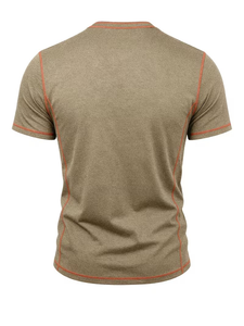 Camiseta de Hombre Verde Oliva, Manga Raglán, Corte Regular, Cuello Redondo, Tejido de Punto, Color Sólido, Ecológica, con Bloques de Color, 180g, Estilo Casual - Product Image 5