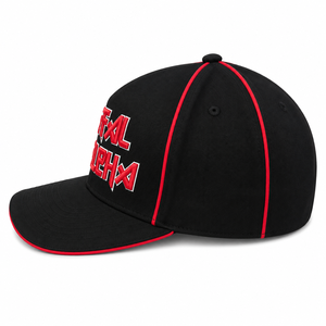 Casquette snapback noire à 6 panneaux avec logo brodé rouge sur le panneau avant, style streetwear unisexe, chapeau ajustable - Product Image 1