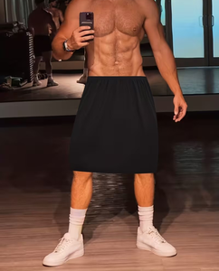 Men Seamless Knitted Loungewear Skirt Solid Black Casual All Seasons Wear - Product Image 5