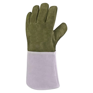 Guantes de Soldadura de Cuero Marrón con Puño Largo de Algodón Blanco, Resistentes al Calor, Guantes de Seguridad Industrial para Soldadura y Trabajos Pesados - Product Image 3