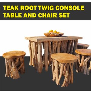 TEAK ROOT TWIG CONSOLE <b>TABLE</b> AND CHAIR SET - Product Image 2