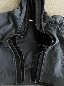 Wholesale Custom Heavyweight Cotton/<b>Polyester</b> Hoodies Black Oversize Triple Layer Quick Dry Breathable Men's Winter <b>Hoodie</b> - Product Image 5