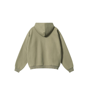 Sweat-shirt à capuche oversize en molleton vert olive uni, coupe décontractée unisexe, épaules tombantes, 100 % coton, idéal pour l'automne - Product Image 6