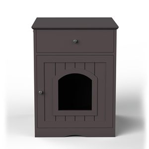 "Large Brown Wooden Luxury Cat Litter Box Enclosure with <b>Drawer</b> & <b>Side</b> <b>Table</b>" - Product Image 6