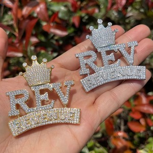 Crown Moissanite Letter <b>Pendant</b> 18K Gold Plated Iced Out Luxury Charms Hip Hop Jewelry Custom <b>Initial</b> Letter <b>Pendant</b> For Gifts - Product Image 3