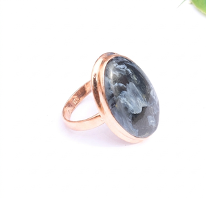 Natural Pietersite Gemstone Statement <b>Ring</b> Rose & Yellow <b>Gold</b> Plated 925 Sterling Silver Handmade Oval Cabochon <b>Cocktail</b> <b>Ring</b> - Product Image 5