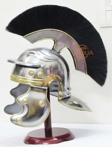 Casco de Centurión Romano Pulido y Elegante, Armadura Imperial Gallica de Hierro Negro con Pluma, Disfraz Medieval para Exhibición Navideña - Product Image 5