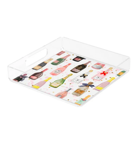 Elegantes Botellas Impresas con Forma Cuadrada, Bandeja Acrílica para Servir Bebidas y Jugos en Bares y Restaurantes a un Precio Accesible - Product Image 1