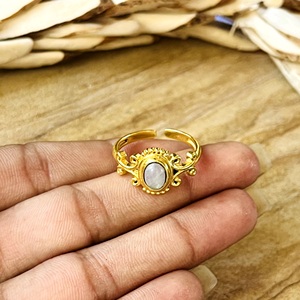 Unique Best Design Moonstone Gold <b>Ring</b> <b>Boho</b> Brass <b>Rings</b> For Women 18k Gold Plated Ethnic Filigree <b>Ring</b> For Wholesale/OEM/ODM - Product Image 2