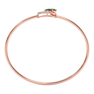 Bracelet en diamant Green Petal Orbit avec cadre fin en or rose et motif floral circulaire central - Product Image 3