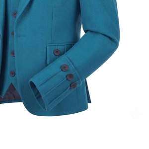 Veste de costume en laine turquoise pour homme avec détail d'épaule tressé, coupe classique, couleur unie, style européen, tenue formelle - Product Image 5