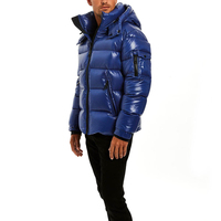 Chaqueta de Plumón de Ganso Brillante con Capucha para Hombre, Chaqueta Acolchada Personalizada con Logotipo, Chaqueta de Moda Urbana