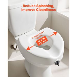 Sedile WC rialzato con capacità di 350 libbre e altezza di sollevamento di 5 pollici, rialzo per WC con apertura allargata per anziani - Product Image 5