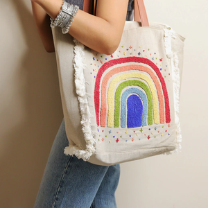 Sacs fourre-tout arc-en-ciel élégants, sac au design coloré pour filles par Whimsy Art Craft - Product Image 6