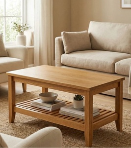 Modern <b>Wood</b> Coffee <b>Table</b> With Storage Shelf Midcentury Design Living Room Furniture Oval Shape <b>Solid</b> <b>Wood</b> <b>Top</b> - Product Image 4