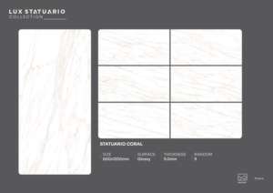 Carreaux de porcelaine brillants de luxe, format 600x1200, grand format, pour sols et murs, pour un design moderne de salon, cuisine et salle de bain. - Product Image 5