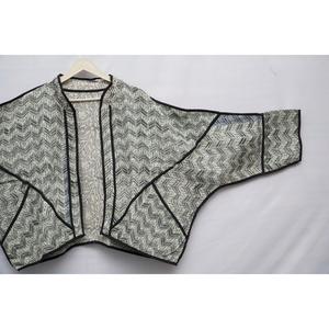 Chaqueta de Mujer Reversible con Estampado Geométrico, Manga Regular, Cuello Mao, Transpirable, de Punto de Algodón con Ribete en Contraste - Product Image 4