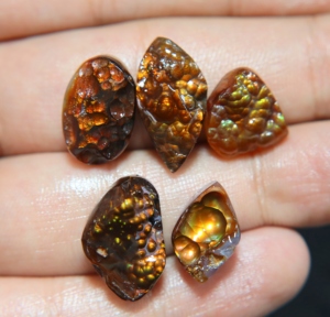 Cabujón de Ágata de Fuego Mexicana Natural, Druzy, Liso, de Formas Mixtas, Gema Suelta para Joyería - Product Image 4