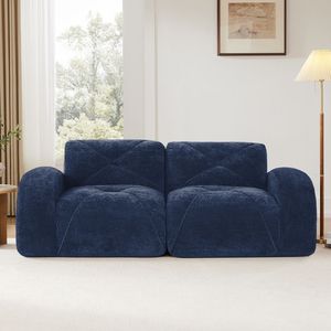 Divano a 2 Posti in Velluto Trapuntato con Design Antiscivolo Ergonomico Spugna ad Alta Densità 32D Senza Struttura - Product Image 3
