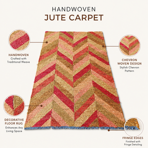Natural Jute Modern Chevron Handmade Eco-Friendly Area <b>Rug</b> for Living Room Bedroom Hallway Home Dcor - Product Image 6
