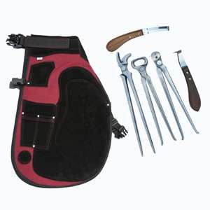 Kit Profesional de Herramientas para Herrador de Caballos con Delantal de Cuero, Juego de Cuchillos para Pezuñas con Mango de Madera, Alicates Afilados, Extractor de Clavos y Herramienta para Clavar Herraduras - Product Image 1